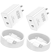 iPhone 17 Charger Fast Charging, 45W Dual USB C Fast Charger Block with 2Pack 6FT USB C Cable for...