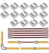 BTF-LIGHTING FCOB COB 10mm 0.39in Connector Kit 14X Transparent Connector 5X 5.9in Long 20AWG Ext...