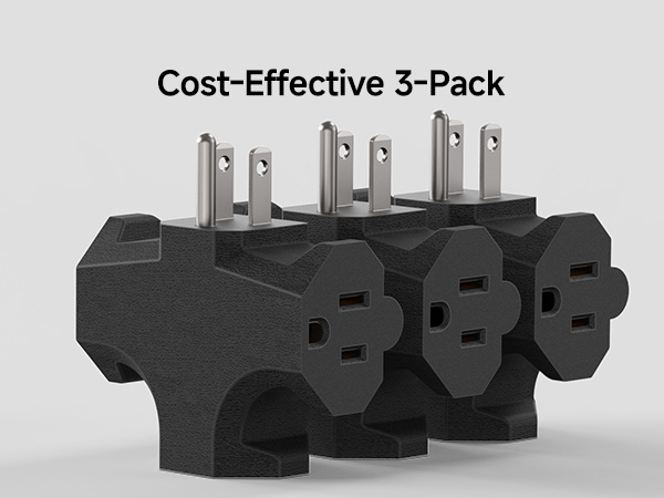 3 Way Plug Adapter 15A 1875W, 3 Prong 3 Outlet Adapter