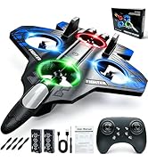 RGIMF Foam Remote Control Airplanes, RC Plane with Light, RC Airplane Fighter Jet, 360° Flip, Stu...
