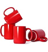 Smilatte 16 OZ Porcelain Coffee Mugs, Classic Blank Ceramic Cup with Large Handle for Tea Latte C...