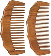 Moreinday Wooden Comb for Women and Men, Wide Tooth Comb for Curly Hair, Fine Tooth for Beard - G...