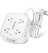 6 Ft Surge Protector Power Strip - 8 Widely Outlets with 4 USB Ports, 3 Side Outlet Extender with...
