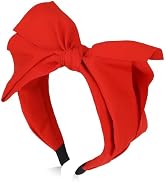 ZGLUZP 1Pc Red Women's Bowknot Headband,Exquisite Knotted Bow Headbands for Women Headband with D...