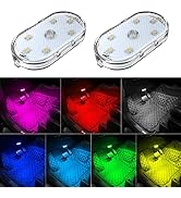 2 PCS Car Led Lights Interior,7 Colors Ambient Lighting Car Interior,USB Rechargeable Car Interio...