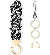 WEESMILE Keychain Wristlet, Stretchy Key Chain for Car Keys with D ring, Cute Scrunchie Wrist Bra...
