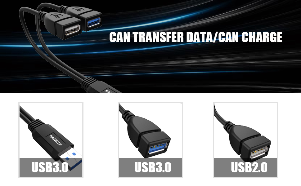 USB 3.0 Female to Male Splitter Cable