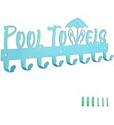 IBosins Pool Towel Rack with 8 Hooks, Towel Holder Wall Mounted for Outdoor or Bathroom, Towel Ha...