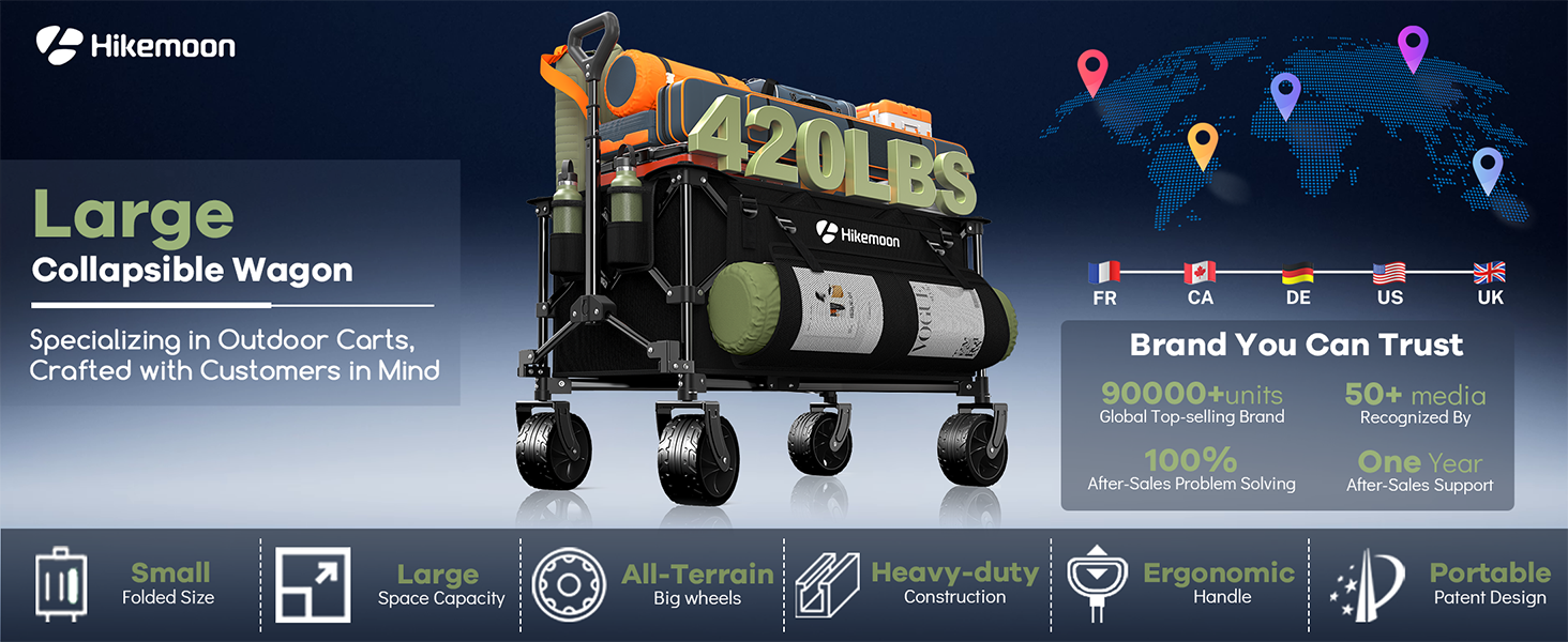 Hikemoon collapsiblle portable utility wagon cart