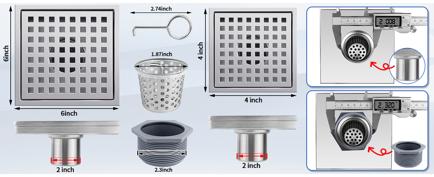 304 Stainless Steel Square Shower Drain