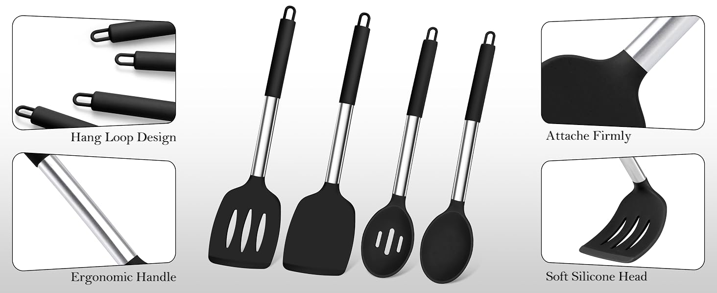 Black Cooking Utensil Set of 4