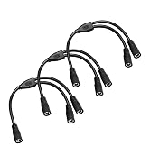 3-Pack 18AWG DC5.5mm x 2.5mm 12V/24V DC Power Splitter Cable, 1 Female to 2 Female for CCTV Surve...