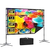 Outdoor Projector Screen and Stand,XINLEMY 100-inch Portable Wrinkle-Free Indoor Projection Scree...