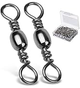 AMYSPORTS High Strength Fishing Swivels Barrel Solid Ring Barrel Fishing Swivel Rolling Fishing T...