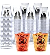 110PCS Cheers to 50 Years Shot Glasses 2oz Disposable Cups, 50th Birthday Party Favors for Her an...