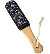 FUFUSING Black Floral Foot File - Elegant Callus Remover with Bamboo Wood Handle, at-Home Pedicur...