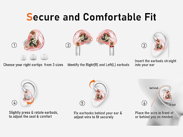 Audiovance Vibes 202M Pink Wired Earbuds - HiFi in Ear Monitor Headphones