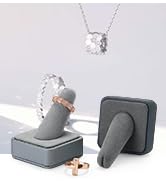 Oirlv Prmium Leather Ring Display Stand Finger Rings Holder PU064 (Light Grey)
