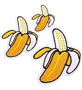 U-Sky Sew or Iron on Patches, 3pcs Banana Embroidery Iron Patches for Clothing, Yellow Color Iron...