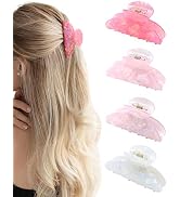 ACECHA 4 Pack Acrylic Hair Claw Clips for Women, 3.1" Shiny Nonslip Hair Grip Hairclips for Thin ...