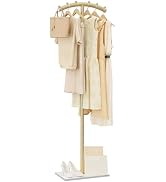 ENUMAIL Arcuate Garment Rack, T-shaped Coat Tree Freestanding, Metal Coat Racks, Natural Stable R...