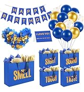 5 Senses Gift Bags For Him With Labels Tissue Paper And Handles, Comes With Birthday Decoration R...
