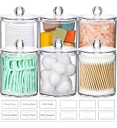 AOZITA 6 Pack Acrylic Qtip Holder Dispenser for Cotton,Swab, Ball, Round Pads, Floss Picks - Clea...