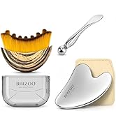 BIRZOO Lymphatic Brush Set for Face – Lymphatic Contour Face Brush, Stainless Steel Gua Sha & Eye...