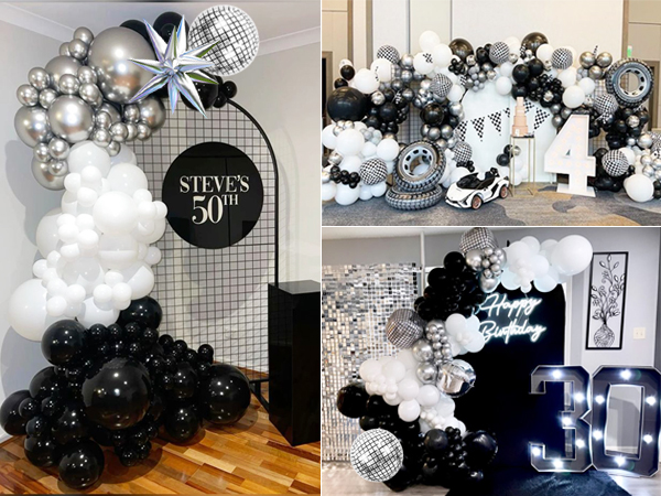 black and silver party supplies