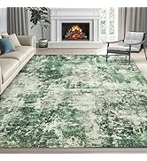5X7 Area Rugs Washable Foldable Stain Resistant Large Living Room Office Vintage Area Rug Green