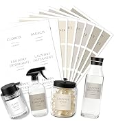 Komashr Minimalist Laundry & Bathroom Labels - 48PCS Waterproof Morandi Color Stickers for Bottle...