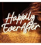 SYLHOME Happily Ever After LED Neon Light Sign Wedding Party Birthday Neon Art Wall Sign Decor US...