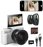 5K 75MP Digital Camera 18X Digital Zoom, Upgraded Vlogging Cameras with WiFi & Mic, Wide Angle & ...