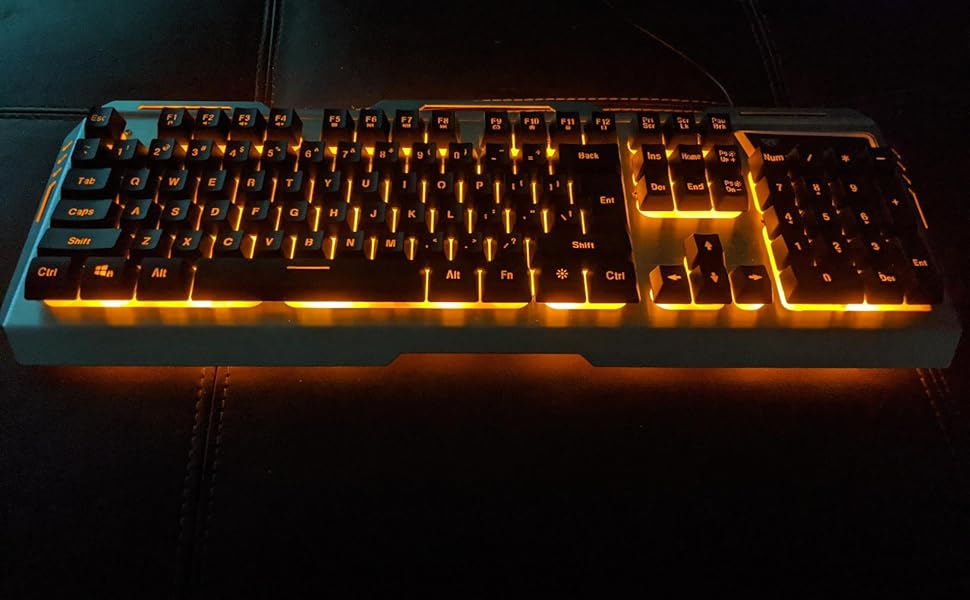 Keyboard Mouse Orange Yellow Backlit