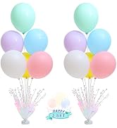 2 Set Pastel Birthday Decorations Rainbow Party Table Balloons Centerpiece Stand Kit for Girls Ba...