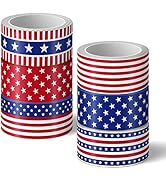 Whaline 6 Roll 4th of July Washi Tape Patriotic Star Stripe Wide Masking Tape 16.4ft x 1.2in USA ...