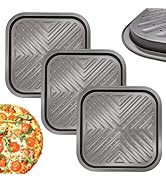 RHBLME 3 Pack Nonstick Square Pizza Pan, 14 Inches Heavy Duty Carbon Steel Pizza Tray Pizza Pan w...
