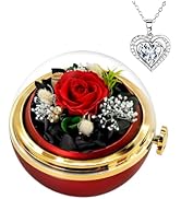 HVY Birthday Gifts for Women Preserved Real Rose with Necklace Forever Flowers Gifts for Mom Wife...