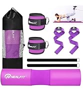 NEALFIT Barbell Pad Set with Lifting Straps & Ankle Straps - Squat Pad for Hip Thrusts, Lunges, W...