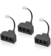 Menewstart RJ11 Cable 3 Way Telephone Splitter 3 Pack, Black, Splitter 6P4C Connector Phone Line ...