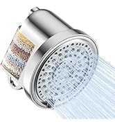 6 inch Shower Head with Filter, 5 Spray Mode, High Pressure,Water Softener