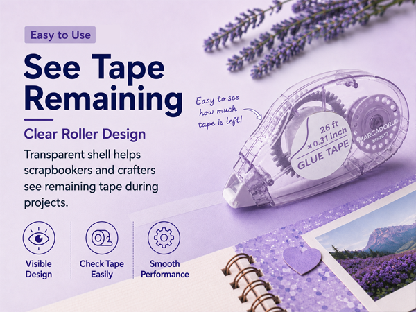 Clear glue tape runner showing remaining tape for craft projects