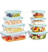 Liuruiyu 8 Pack Glass Food Storage Containers with Lids, Meal Prep Containers, Airtight Bento Box...