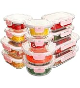 YARYOUNG 12 Pack Glass Food Storage Containers Set, Glass Meal Prep Containers with Lids, Airtigh...