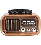 Retro Radio with Bluetooth Speaker, Solar Powered AM FM Radio, USB and Memory Card Playback with ...