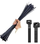 HS 18 Inch Zip Ties Black Heavy Duty 120 Pounds Wide Straps (50 Pack) Nylon PA66 UV Resistant,Sel...
