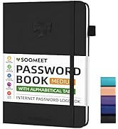 Soomeet Password Book with Alphabetical Tabs, Hardcover Password Keeper, A5 Size 8.3"x6" Password...
