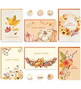 Thboxes 24 Pack Thanksgiving Cards with Envelopes, 4 x 6 in Bulk Thanksgiving Cards with Stickers...