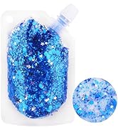 MEICOLY Navy Blue Face Body Glitter,4th of July Face Glitter Accessories,Mermaid Sequins Chunky G...