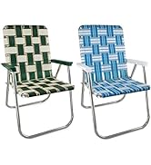 Lawn Chair USA - Outdoor Chairs for Camping | 2- Pack (Sea Island with White Arms & Charleston wi...